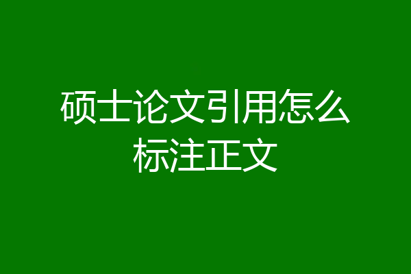 硕士论文引用怎么标注正文