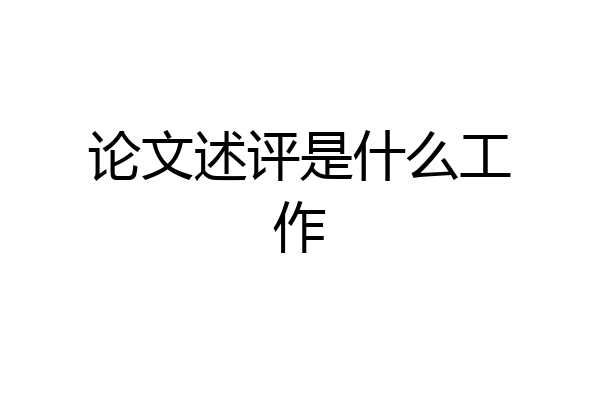 论文述评是什么工作