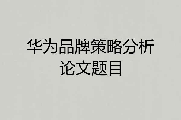 华为品牌策略分析论文题目