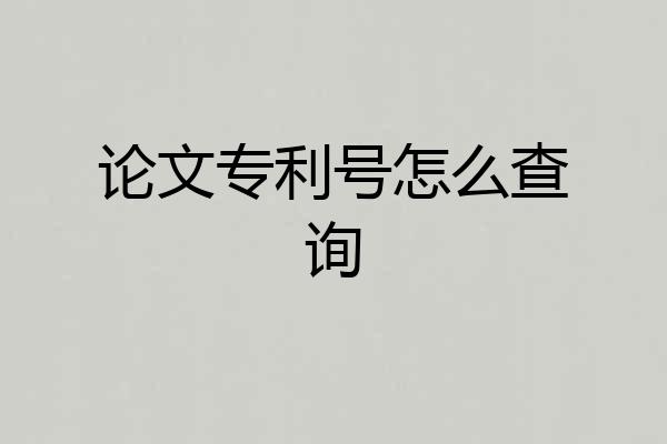 论文专利号怎么查询