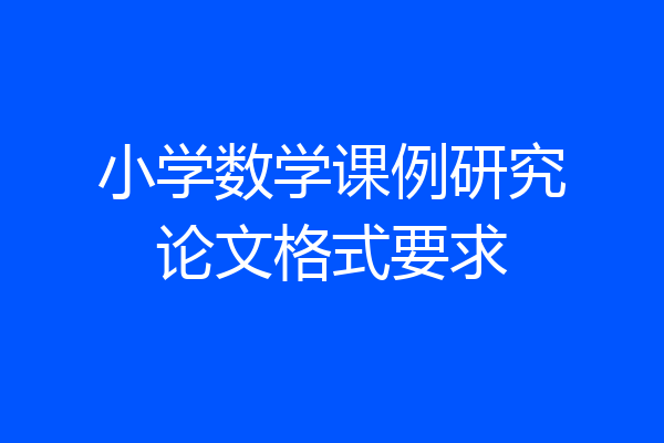 小学数学课例研究论文格式要求