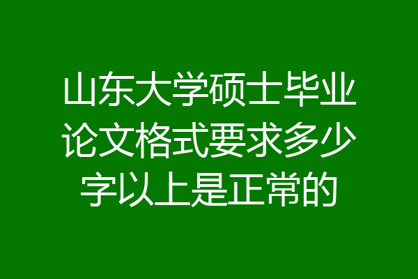 山东大学硕士毕业论文格式要求多少字以上是正常的
