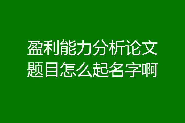 盈利能力分析论文题目怎么起名字啊