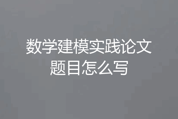 数学建模实践论文题目怎么写