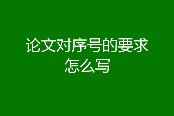 论文对序号的要求怎么写