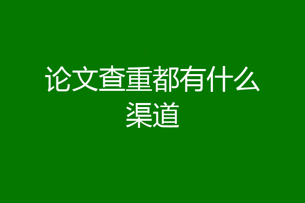 论文查重都有什么渠道