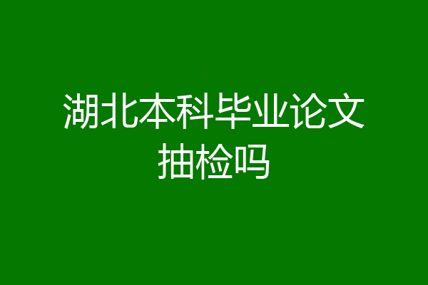 湖北本科毕业论文抽检吗