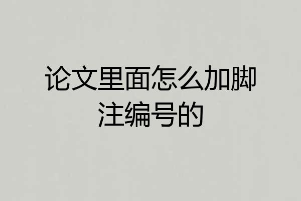 论文里面怎么加脚注编号的