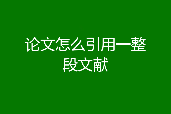 论文怎么引用一整段文献