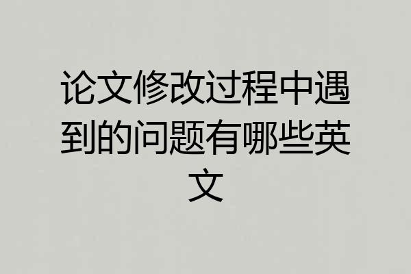 论文修改过程中遇到的问题有哪些英文