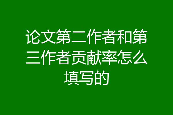 论文第二作者和第三作者贡献率怎么填写的
