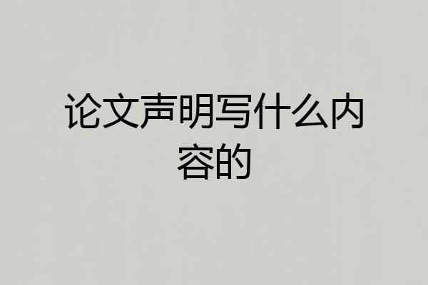 论文声明写什么内容的
