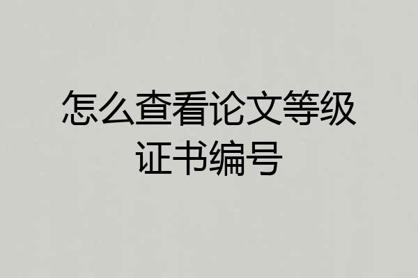怎么查看论文等级证书编号