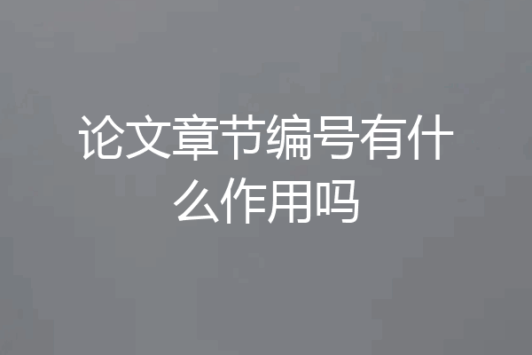论文章节编号有什么作用吗