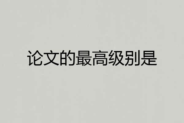 论文的最高级别是