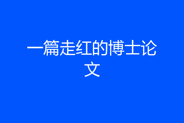 一篇走红的博士论文