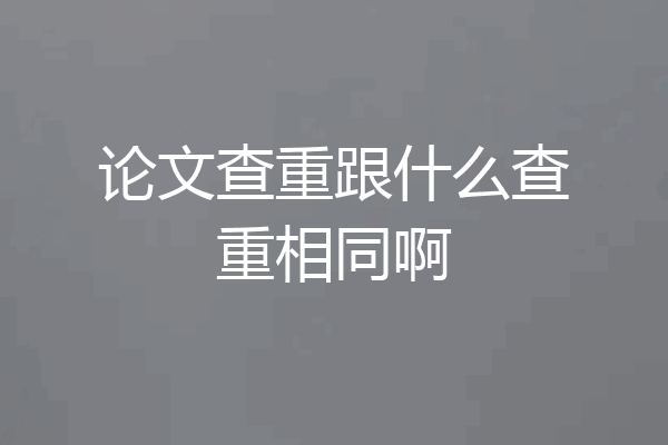 论文查重跟什么查重相同啊