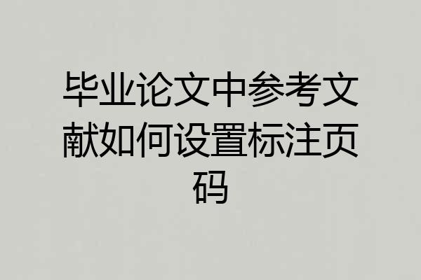 毕业论文中参考文献如何设置标注页码
