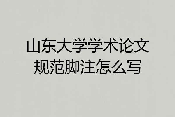山东大学学术论文规范脚注怎么写
