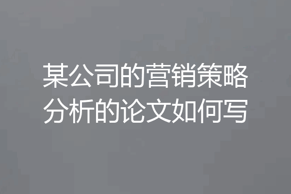 某公司的营销策略分析的论文如何写