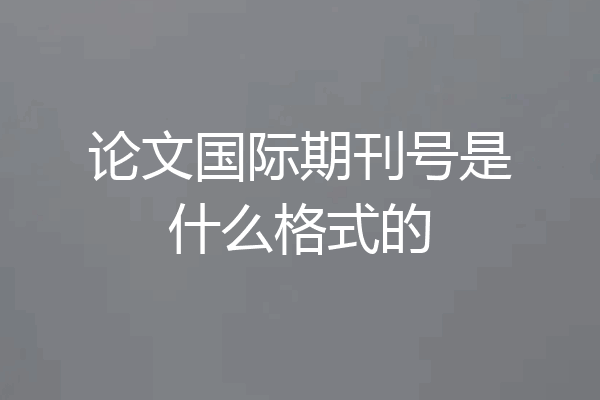 论文国际期刊号是什么格式的