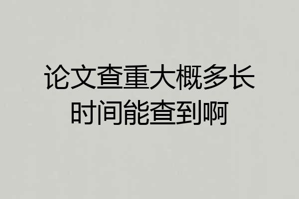 论文查重大概多长时间能查到啊