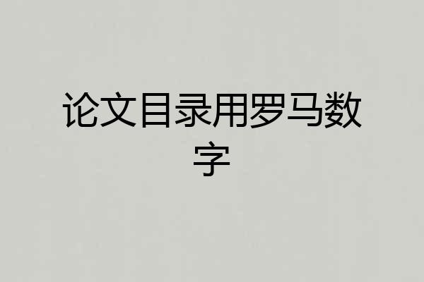 论文目录用罗马数字