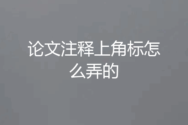 论文注释上角标怎么弄的