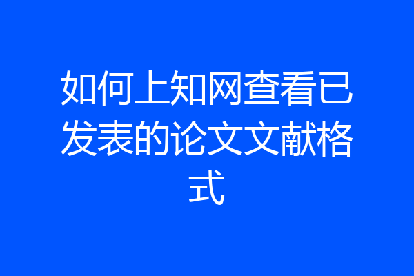 如何上知网查看已发表的论文文献格式