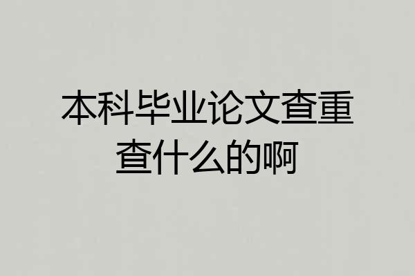 本科毕业论文查重查什么的啊