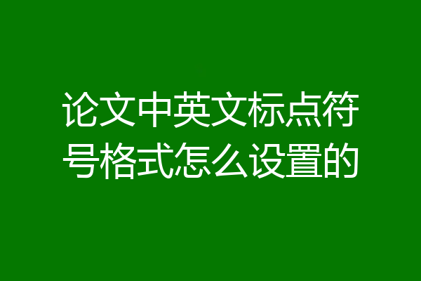 论文中英文标点符号格式怎么设置的