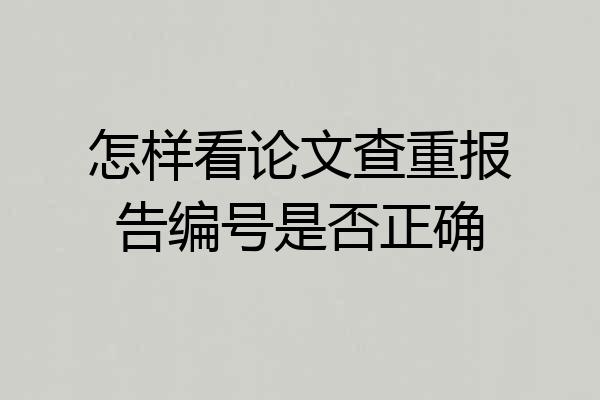 怎样看论文查重报告编号是否正确