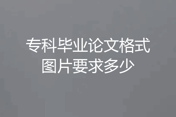 专科毕业论文格式图片要求多少