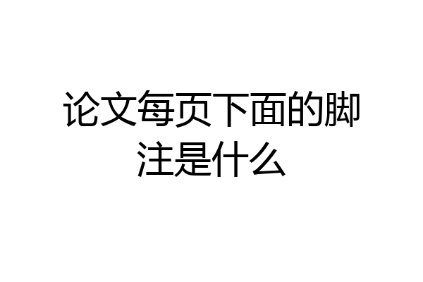论文每页下面的脚注是什么
