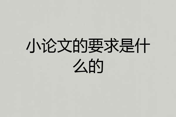 小论文的要求是什么的