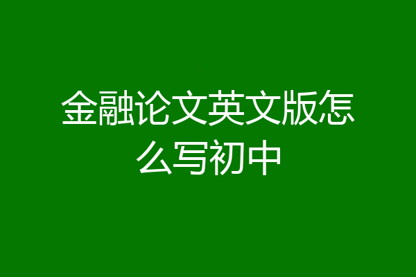 金融论文英文版怎么写初中