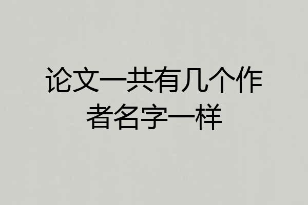 论文一共有几个作者名字一样