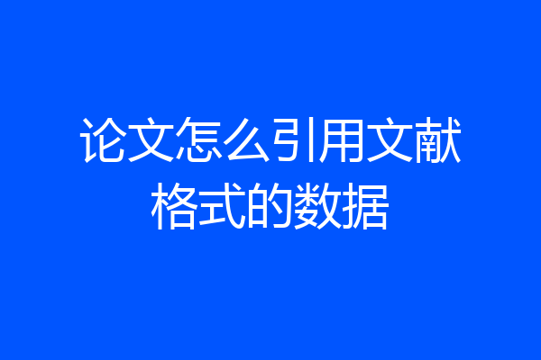 论文怎么引用文献格式的数据