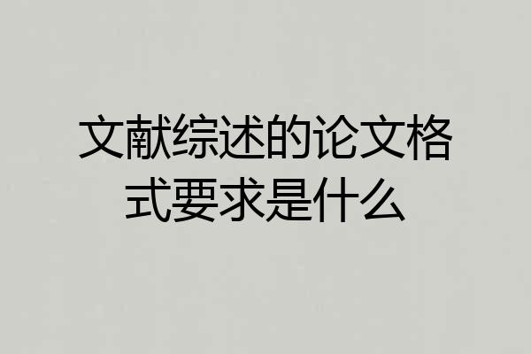 文献综述的论文格式要求是什么