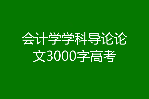 会计学学科导论论文3000字高考