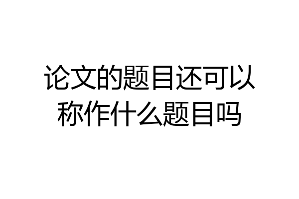 论文的题目还可以称作什么题目吗