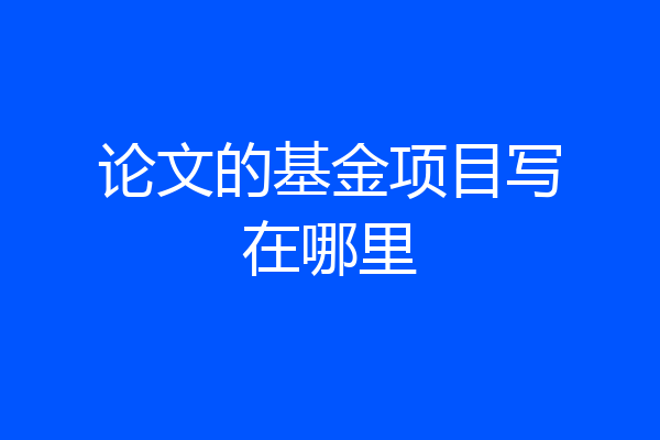 论文的基金项目写在哪里
