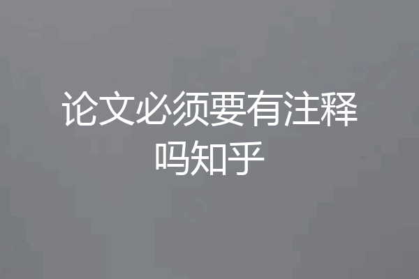 论文必须要有注释吗知乎