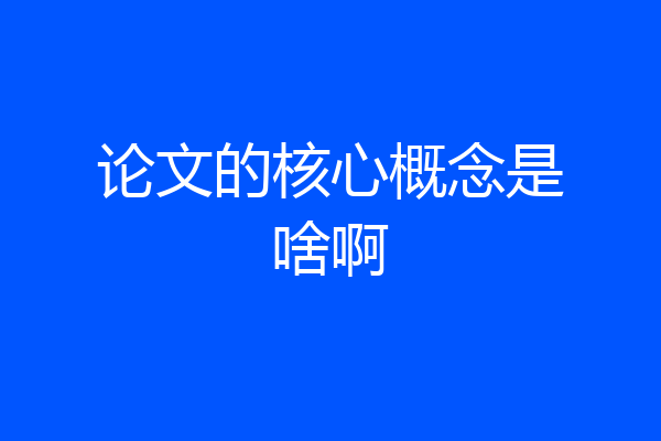 论文的核心概念是啥啊