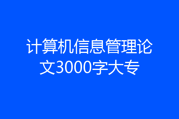 计算机信息管理论文3000字大专