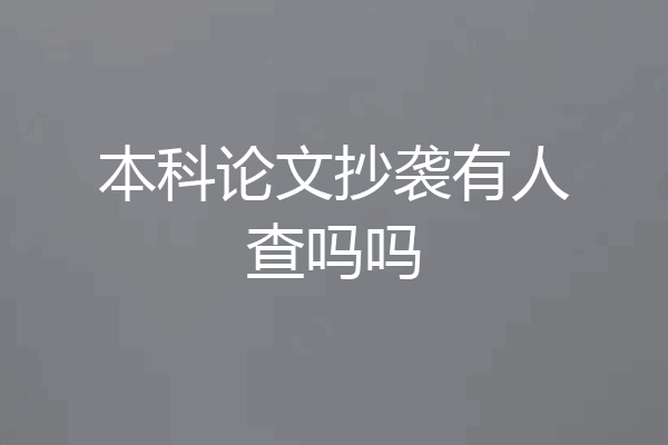 本科论文抄袭有人查吗吗