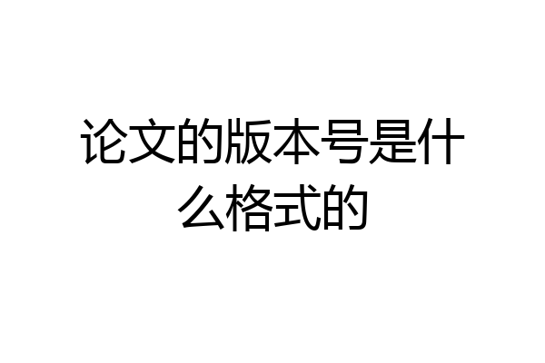 论文的版本号是什么格式的