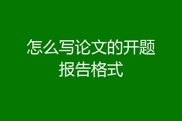 怎么写论文的开题报告格式