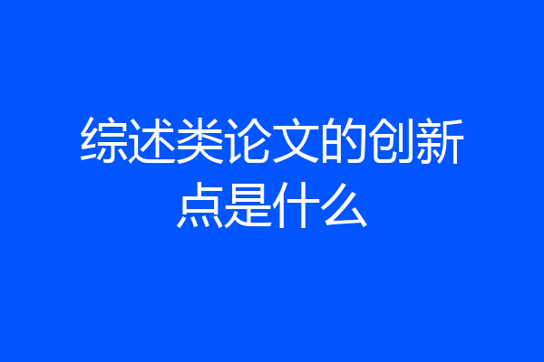 综述类论文的创新点是什么
