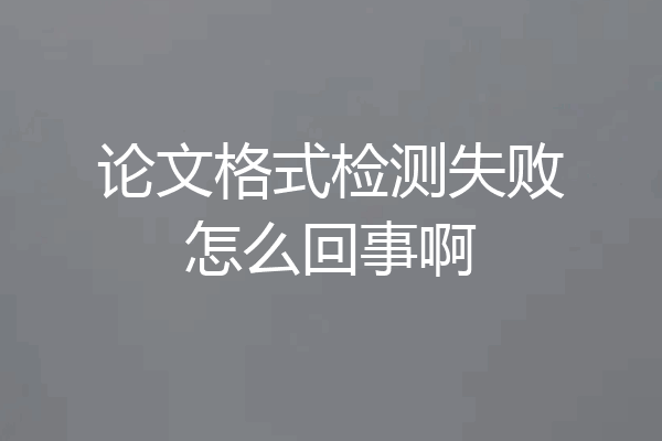 论文格式检测失败怎么回事啊